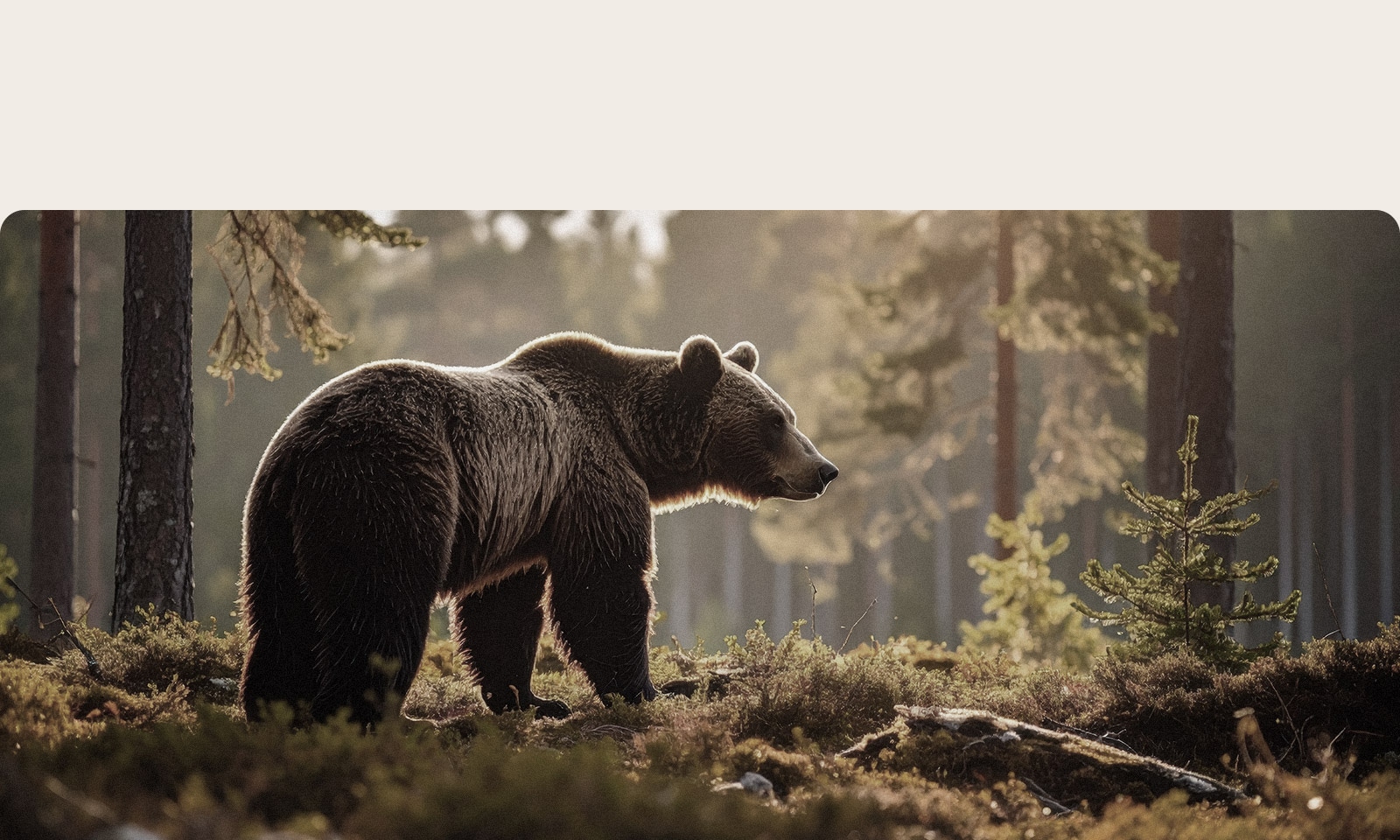 Wild bear in a forest scene demonstrating Dynamic Tone Mapping, enhancing contrast, balanced brightness, and detailed shadow and highlight reproduction.