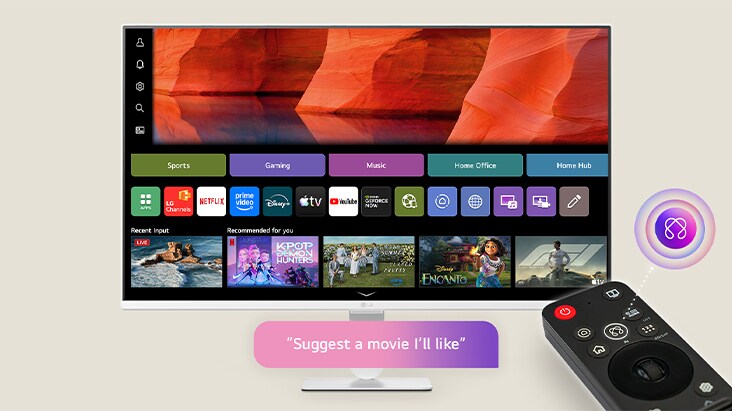 LG Smart Monitor featuring AI Voice ID that recognizes individual voices to provide personalized profiles and tailored content recommendations.