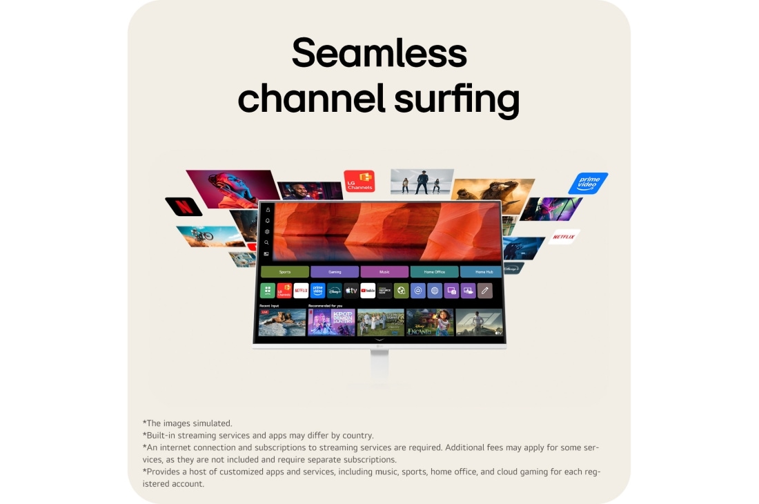 LG 27-inch LG Smart Monitor AI U5s, Full HD IPS Monitor for Streaming with webOS, Rear view of LG Smart Monitor displaying stand structure and connectivity layout., 27U511SB-W, thumbnail 5