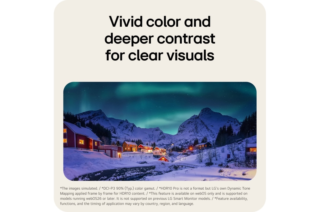 LG 31.5-inch LG Smart Monitor AI U7s, UHD Monitor for Streaming with webOS, Snowy mountain village under northern lights at night., 32U701SB-B, thumbnail 8