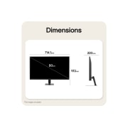 LG 31.5-inch LG Smart Monitor AI U7s, UHD Monitor for Streaming with webOS, Front and side views of an LG Smart Monitor showing overall product size and proportions., 32U701SB-B, thumbnail 14