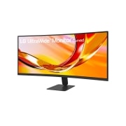 LG 34-inch UltraWide, WQHD Curved (1800R) 120Hz Monitor, Angled front view of LG UltraWide Curved monitor showcasing 3-side virtually borderless design and wide screen., 34U601B-B, thumbnail 2