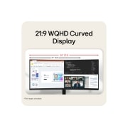 LG 34-inch UltraWide, WQHD Curved (1800R) 120Hz Monitor, LG 34-inch 21:9 WQHD Curved display compared with 27-inch 16:9 screen, illustrating expanded horizontal workspace., 34U601B-B, thumbnail 5