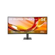 LG UltraWide™ 34 Inch 144Hz WQHD Curved (1800R) Monitor 34U640B with USB-C, HDR 10, and sRGB 99% (Typ.), 34U640B-B, thumbnail 1