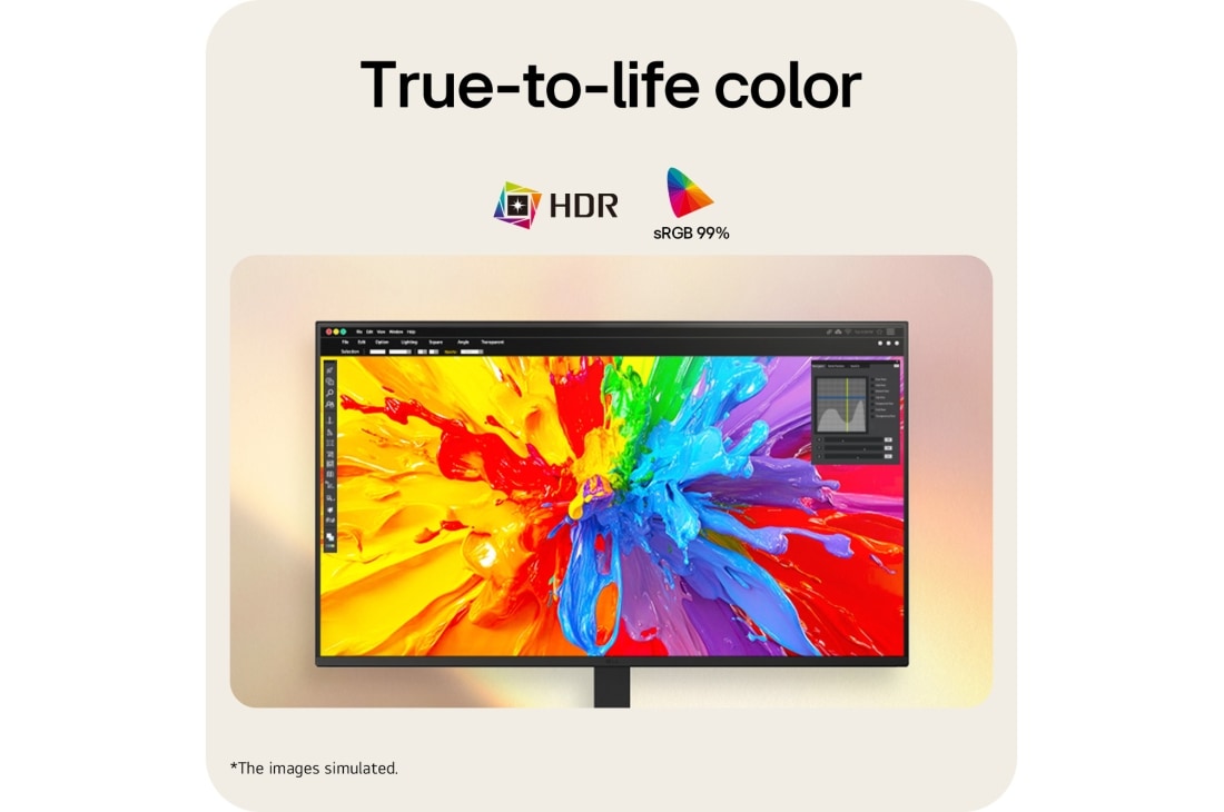 LG 32-inch LG Monitor U4, Full HD 120Hz Monitor, LG monitor displaying vivid color splash image, emphasizing true-to-life color with HDR and sRGB 99% support., 32U401B-B, thumbnail 5