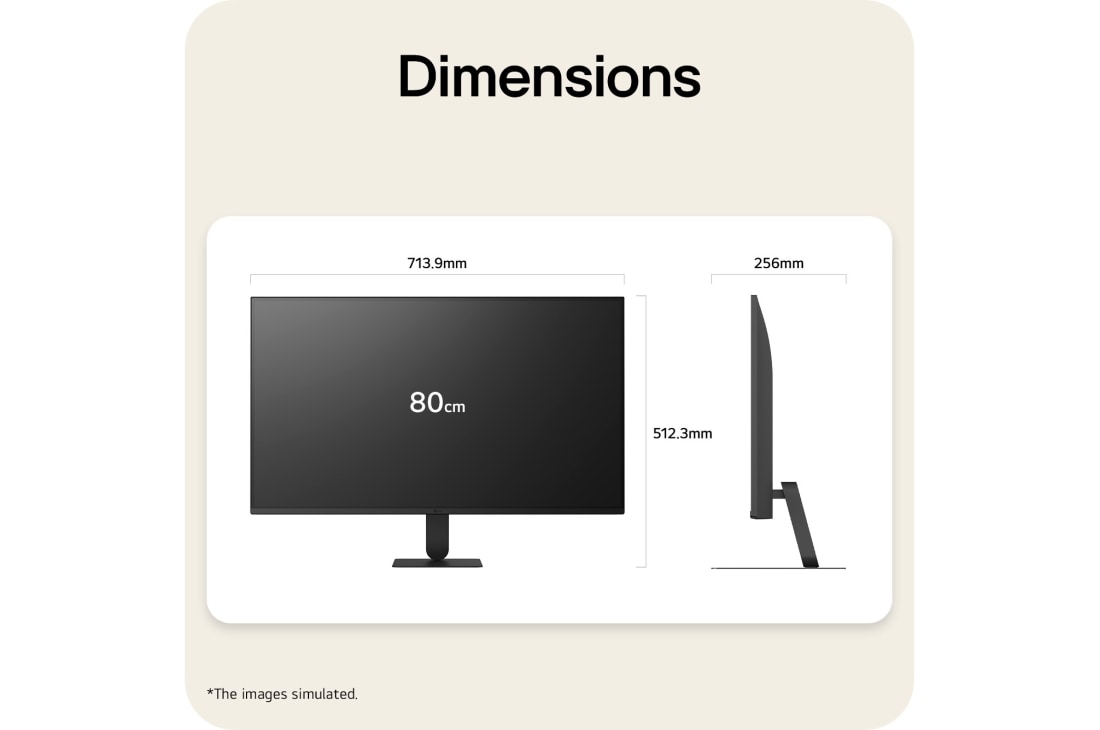LG 32-inch LG Monitor U4, Full HD 120Hz Monitor, LG monitor dimensions diagram showing width, height, depth, and 31.5-inch screen size measurements., 32U401B-B, thumbnail 11