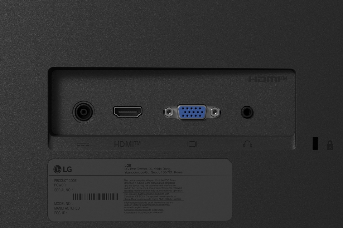 LG 32-inch LG Monitor U4, Full HD 120Hz Monitor, Rear view of LG monitor showing HDMI, VGA, headphone out, and DC-in ports., 32U401B-B, thumbnail 13