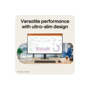 LG 32-inch LG Monitor U4, Full HD 120Hz Monitor, LG monitor on a desk displaying data dashboards, highlighting versatile performance and ultra-slim design., 32U401B-B, thumbnail 4