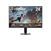 LG 24-inch UltraGear™ G4, FHD 144Hz Gaming Monitor, This image shows the front view of the LG UltraGear G4 24-inch gaming monitor, featuring IPS display with FHD (1920×1080) resolution, a 144Hz refresh rate, and 1ms MBR, emphasizing fast performance an, 24G411B-B, thumbnail 2