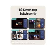 LG 24-inch UltraGear™ G4, FHD 144Hz Gaming Monitor, This image highlights the LG Switch app interface, showing features such as Dual mode, Smart screen split, launching a video call, and Personalized Picture Wizard for smarter control and seamless scre, 24G411B-B, thumbnail 11