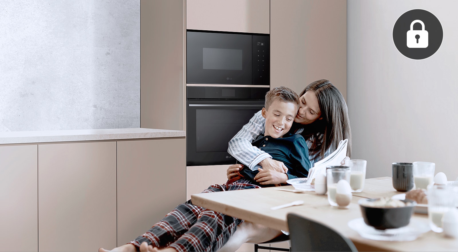 Mother and child spending safe time in the kitchen