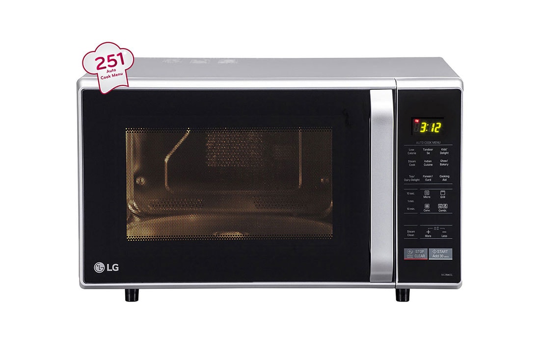 LG Convection Microwave Oven, 28 Litre Capacity, AutoCook Menu, Stainless Steel Cavity, MC2846SL