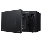 LG 25L Smart Inverter Microwave Oven with EasyClean, door open side view, MS2535GIB, thumbnail 4