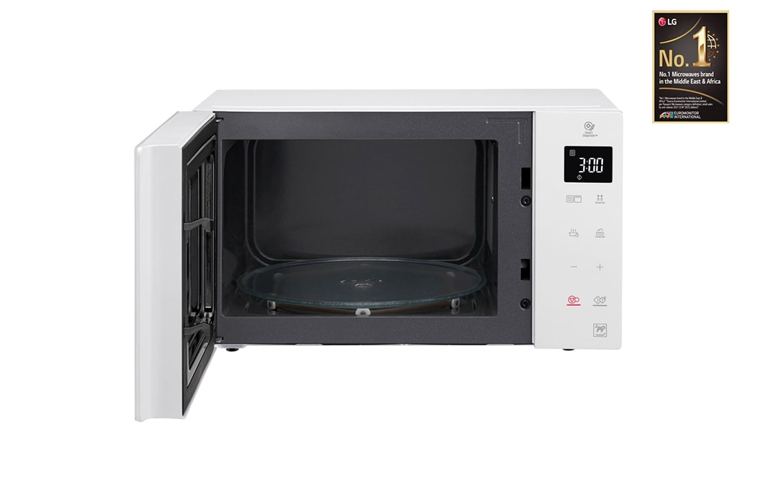 LG 1000W Smart Inverter Microwave Oven with EasyClean, front door open view, MS2336GIH, thumbnail 2