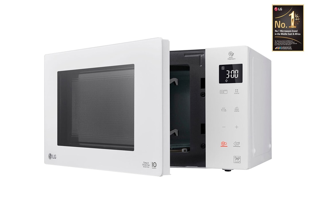 LG 1000W Smart Inverter Microwave Oven with EasyClean, left side  door open view, MS2336GIH, thumbnail 7