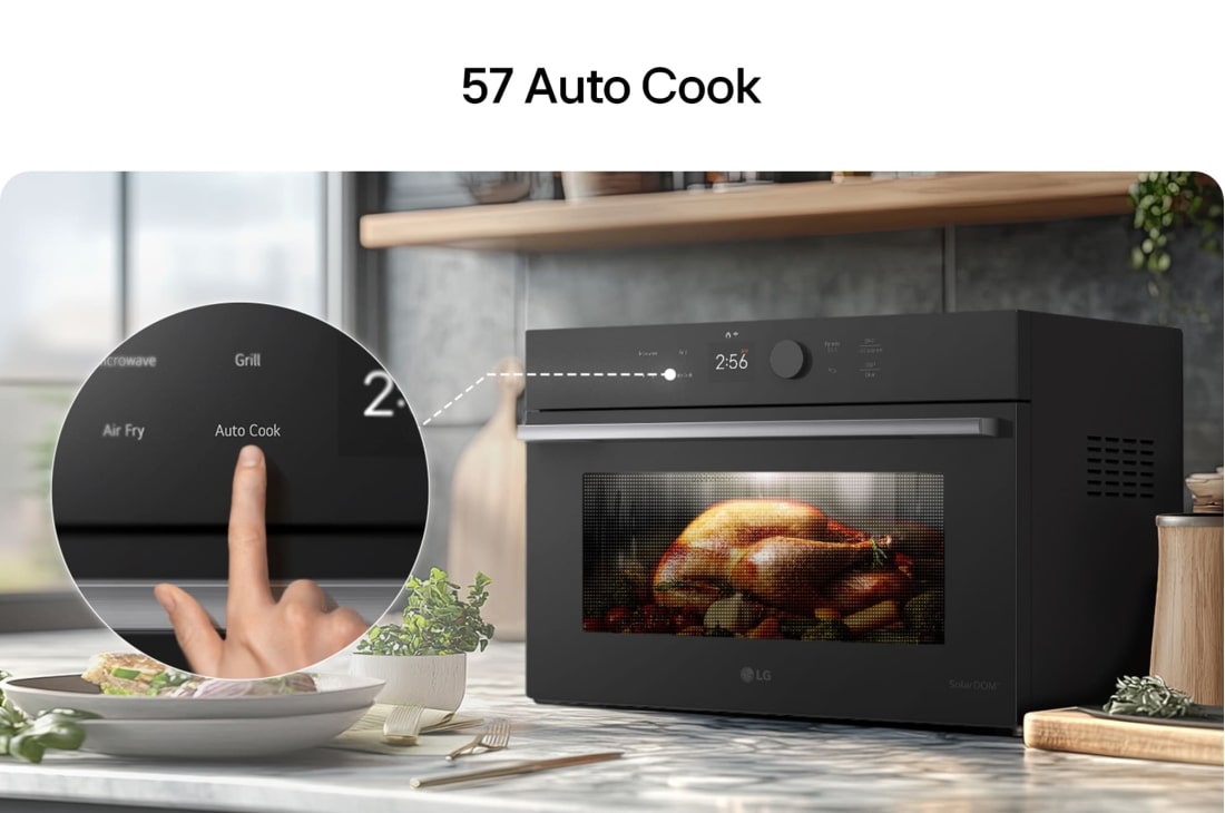 LG 38L SolarDOM™ Microwave Oven, featuring Air Fry Mode and Dual Heating, side view, MA3885SPB, thumbnail 9
