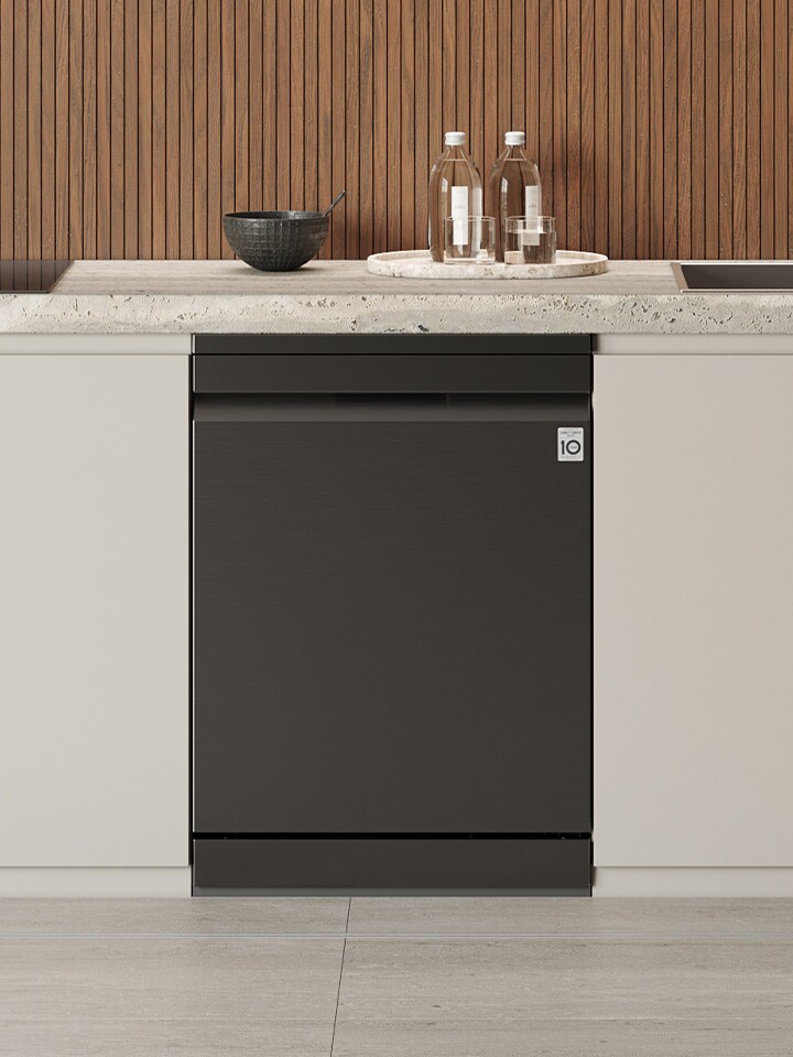 Interior lifestyle image showcasing the LG free-standing dishwasher