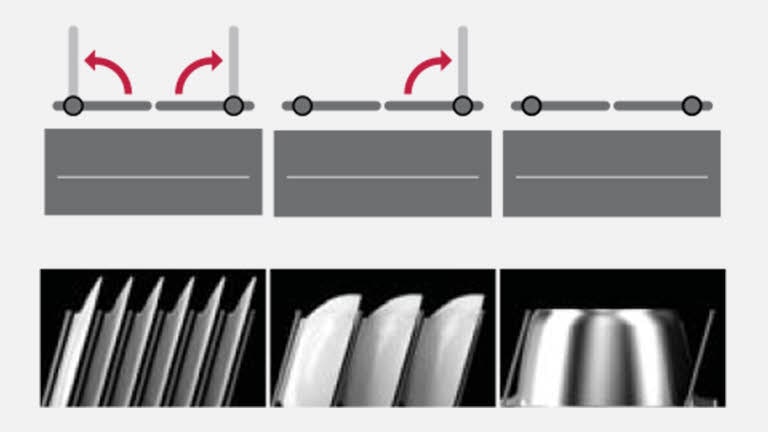 Shows the variety of ways to place dishes in the dishwasher.