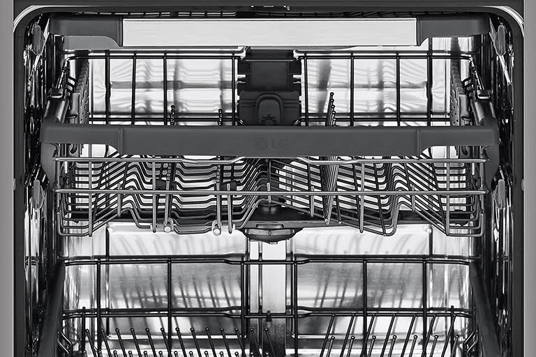 It shows the inside of the dishwasher.