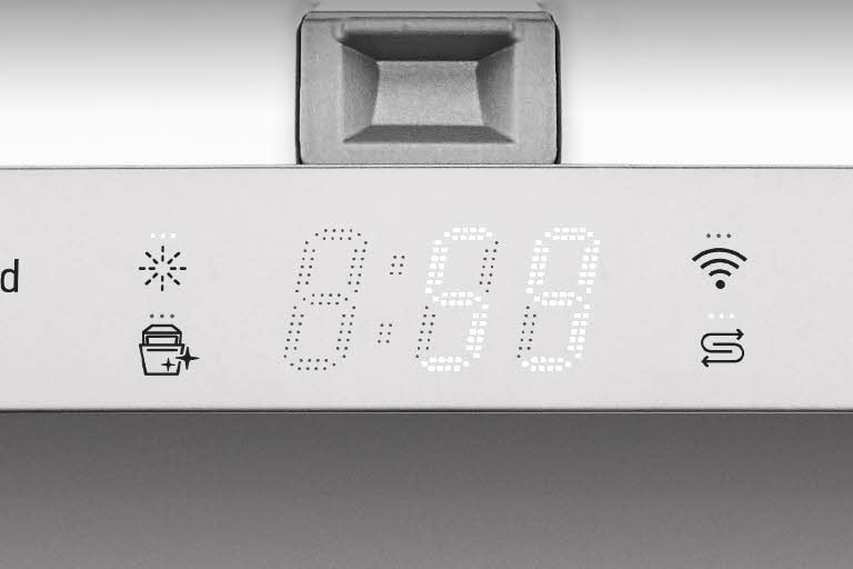 It shows the LED display on the dishwasher panel.