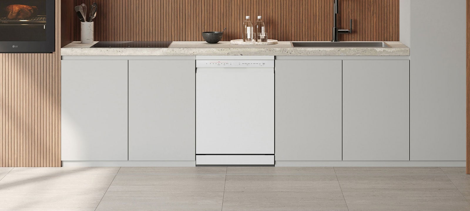 Interior lifestyle image showcasing the LG built-in Dishwasher