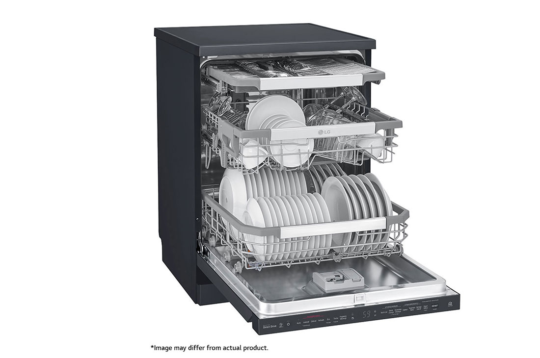 LG Premium Black Dishwasher, QuadWash™, Direct Drive, Right side open , DFB325HM, thumbnail 10
