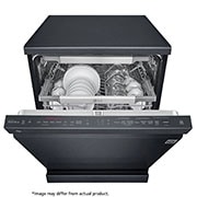 LG Premium Black Dishwasher, QuadWash™, Direct Drive, Front half open , DFB325HM, thumbnail 8