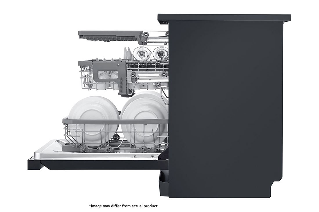 LG Premium Black Dishwasher, QuadWash™ & TrueSteam™, side view 1, DFB325HM, thumbnail 11