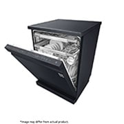 LG Premium Black Dishwasher, QuadWash™ & TrueSteam™, left side half open, DFB325HM, thumbnail 4