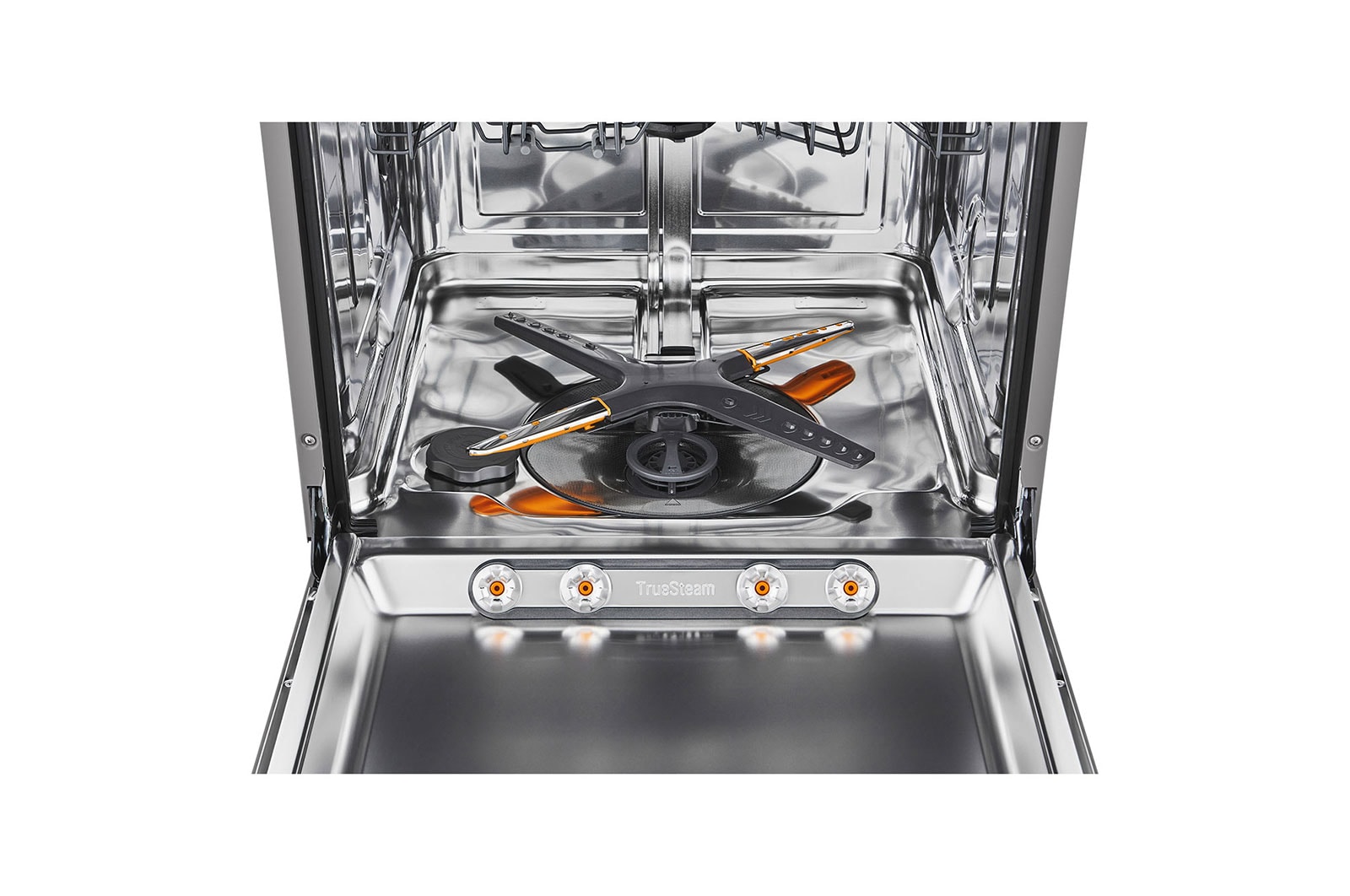LG Built-in Dishwasher, 14 Placement Settings, TrueSteam™, The inside view of dishwasher with 4 washing arms., DBC425TS