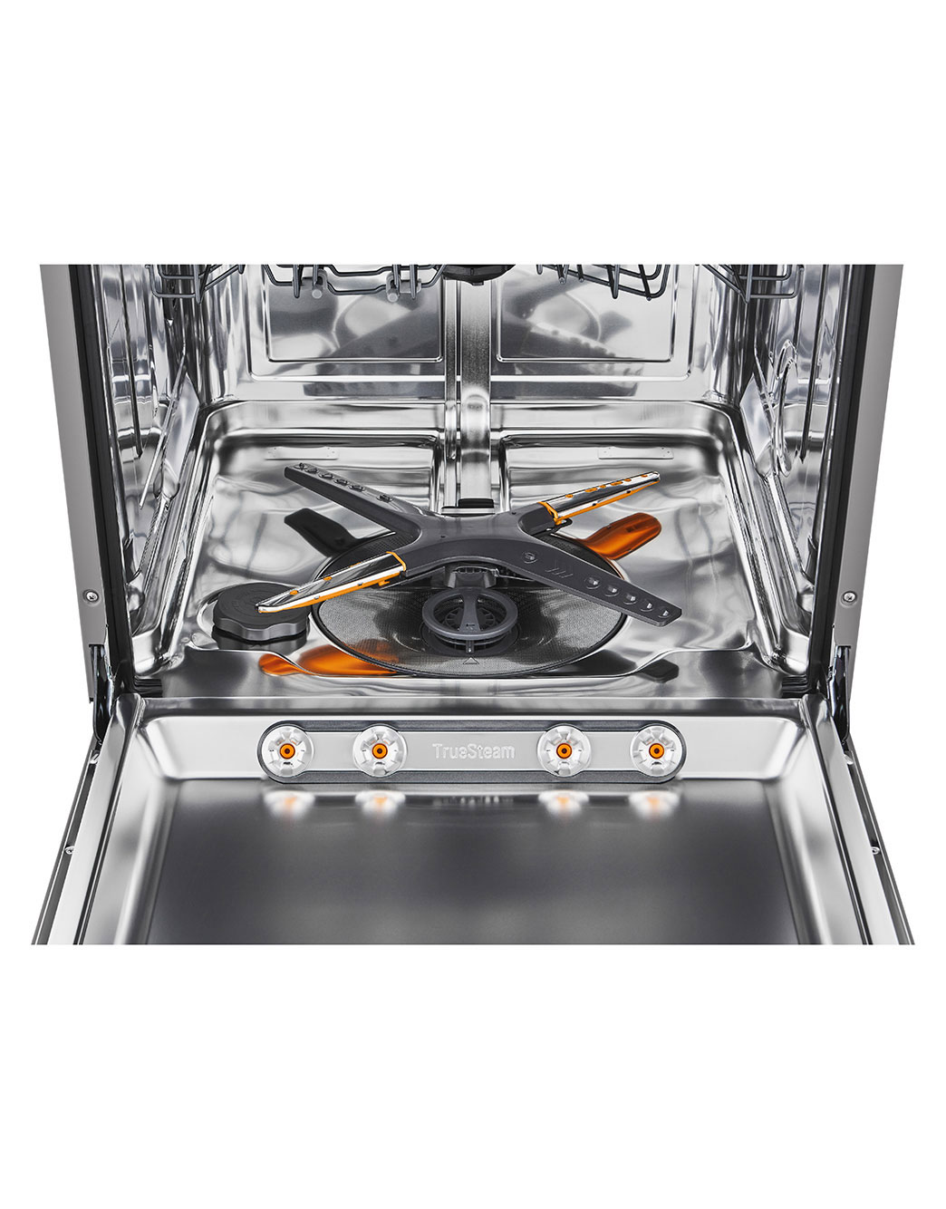 LG Built-in Dishwasher, 14 Placement Settings, TrueSteam™, The inside view of dishwasher with 4 washing arms., DBC425TS