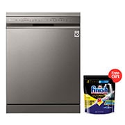 LG New QuadWash Steam Dishwasher, Inverter Direct Drive, Easy Rack plus, Platinum Silver Color, Front view, DFC435FP, thumbnail 1