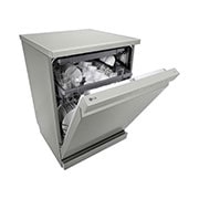 LG 14 Place Setting QuadWash™ Dishwasher,  Platinum Silver, Turbo Cycle, Easy Rack Plus , right side door half opened, DFC513FV, thumbnail 7