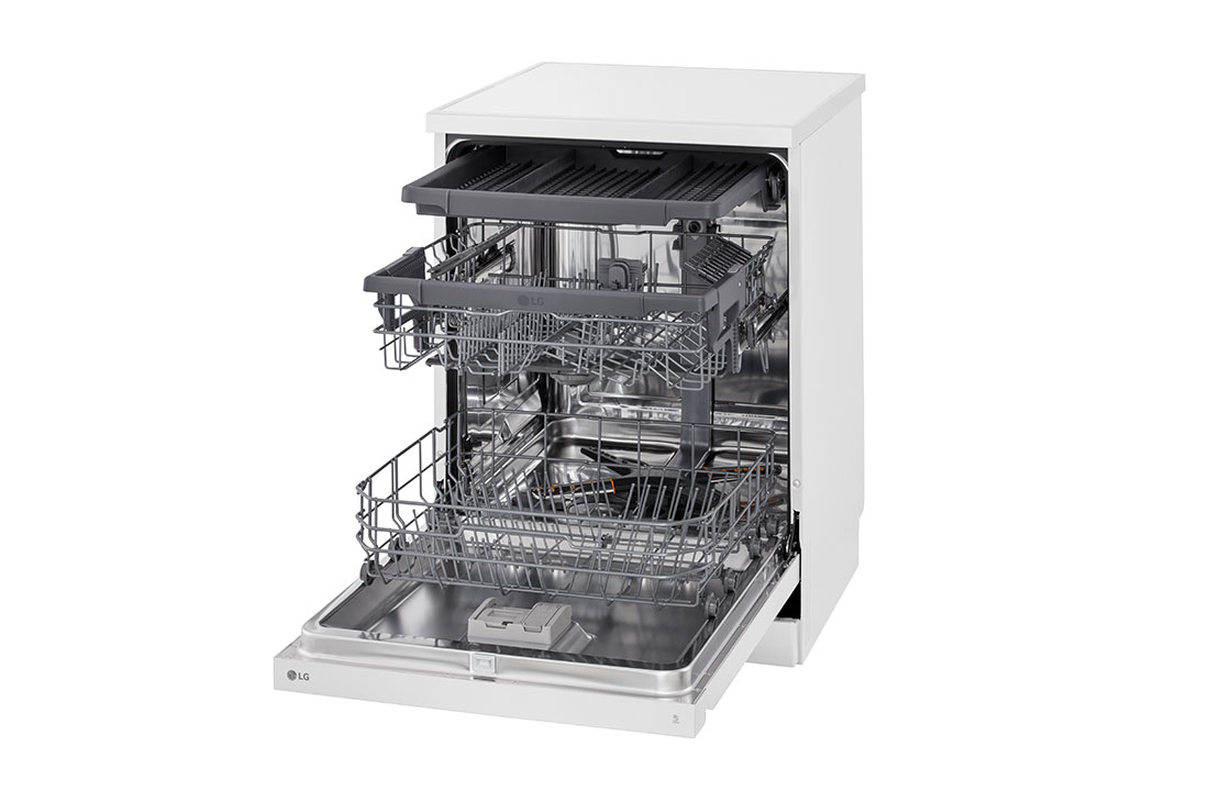 LG 14 Place Setting QuadWash™ Dishwasher, Platinum Silver, Easy Rack Plus, Dual Zone Wash, Turbo Cycle, left side, DFC513FW, thumbnail 11