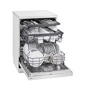 LG 14 Place Setting QuadWash™ Dishwasher, Platinum Silver, Easy Rack Plus, Dual Zone Wash, Turbo Cycle, right side with dish, DFC513FW, thumbnail 9