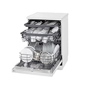 LG 14 Place Setting QuadWash™ Dishwasher, Platinum Silver, Easy Rack Plus, Dual Zone Wash, Turbo Cycle, left side with dish, DFC513FW, thumbnail 12