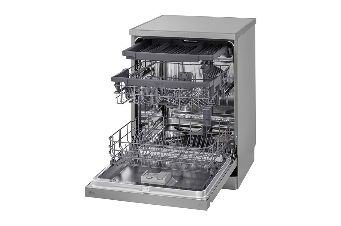 LG 14 Place Setting QuadWash™ Dishwasher, Platinum Silver, Easy Rack Plus, Turbo Cycle, left side open, DFC513FV, thumbnail 11