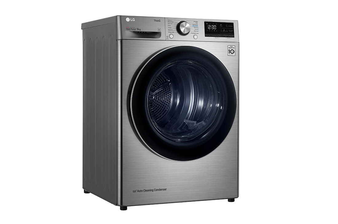 LG Sensor Dryer 9kg, Dual Inverter, Silver, Left view, RC90V9EV2W, thumbnail 12