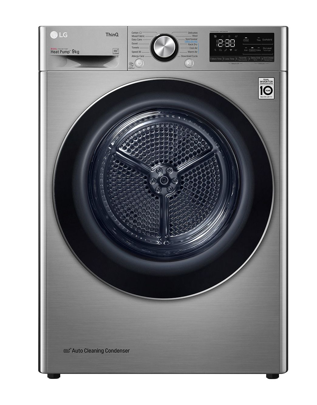 LG Clothes Dryer 9kg, Dual Inverter, Silver, RC90V9EV2W, RC90V9EV2W