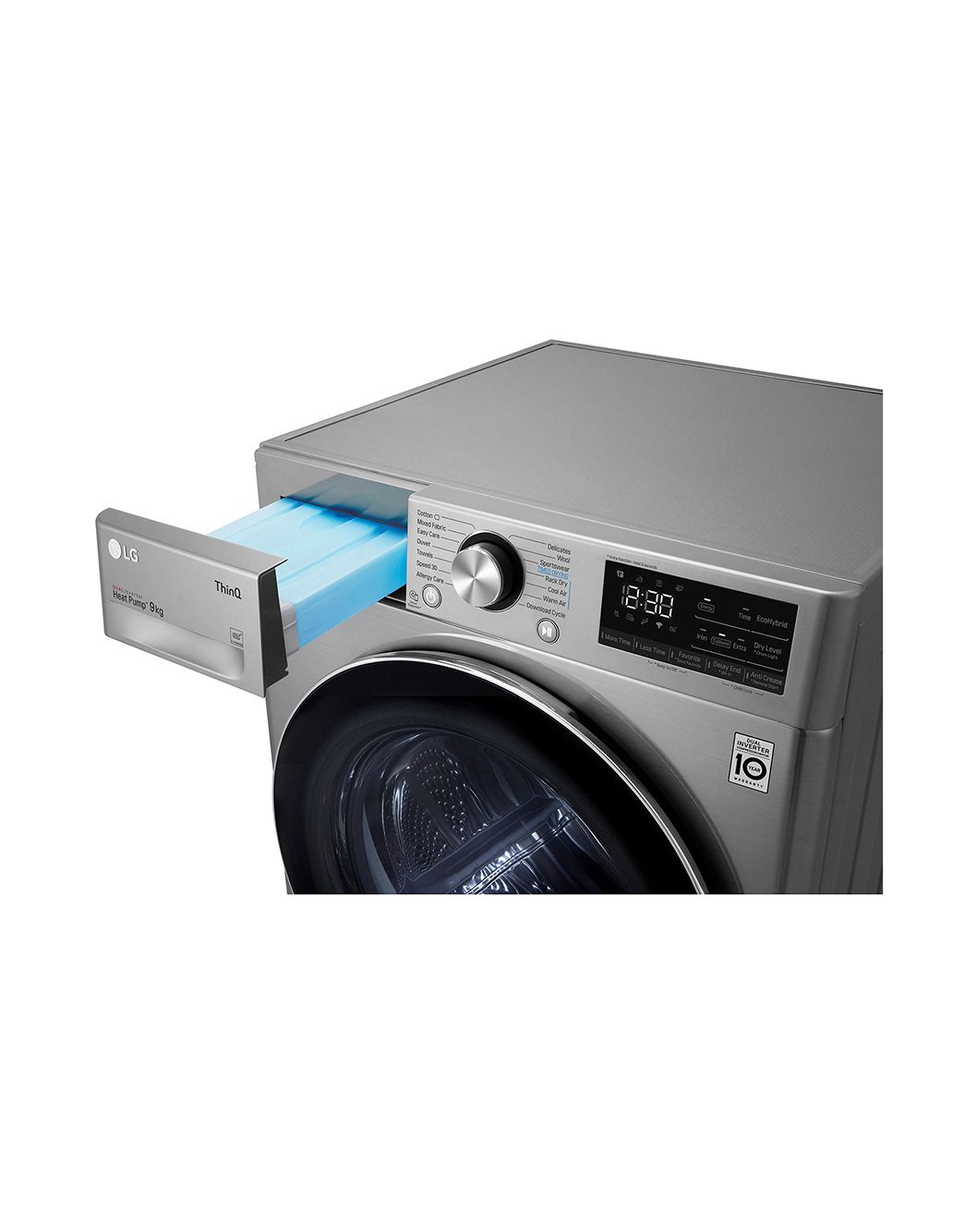 LG Clothes Dryer 9kg, Dual Inverter, Silver, RC90V9EV2W, RC90V9EV2W