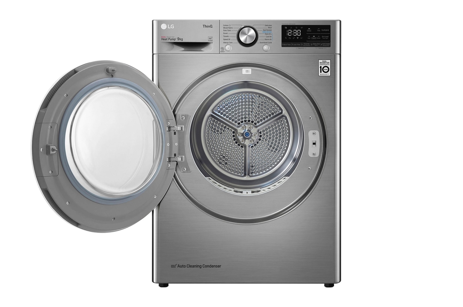 LG Clothes Dryer 9kg, Dual Inverter, Silver, RC90V9EV2W, RC90V9EV2W