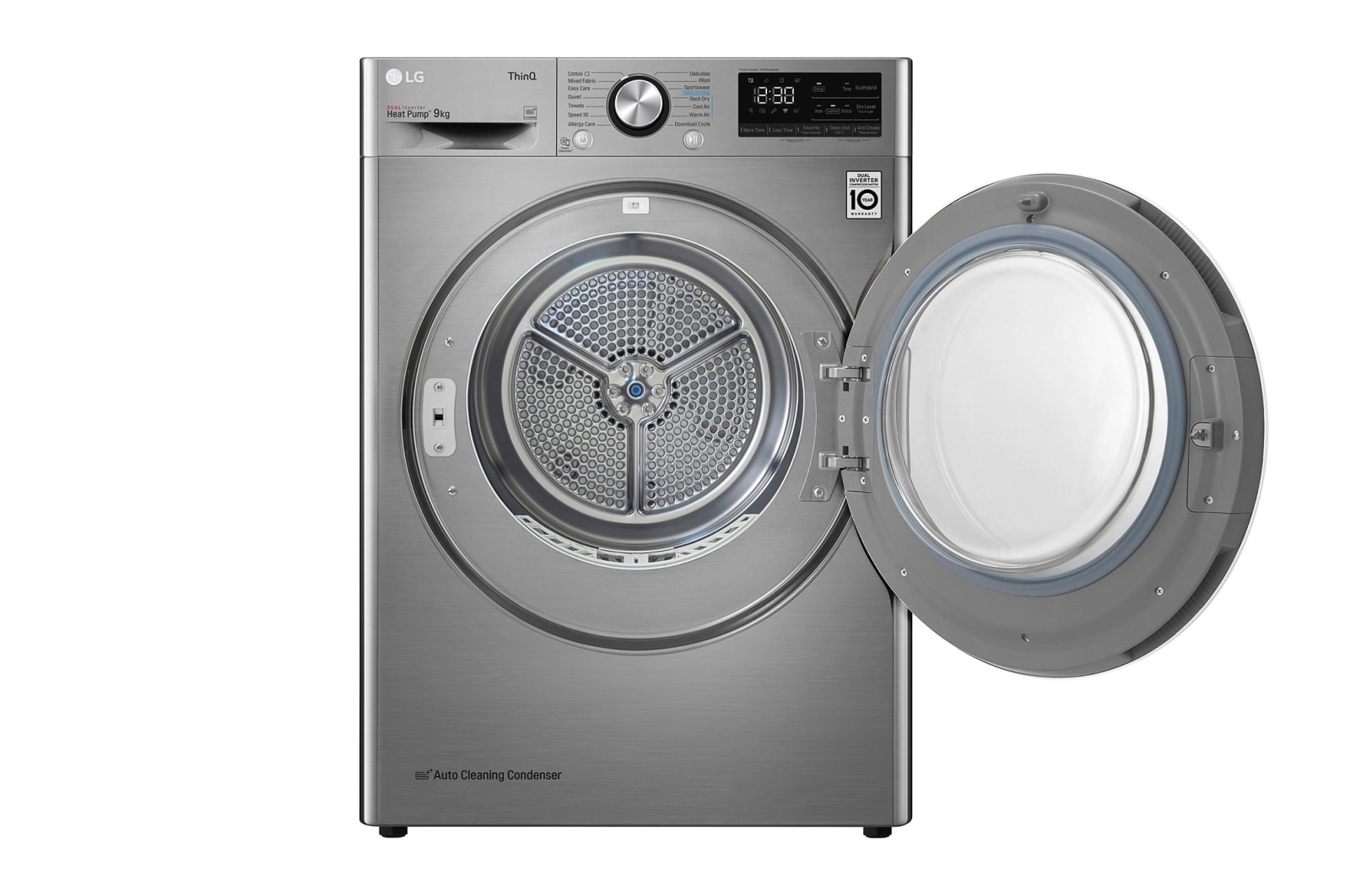 LG Clothes Dryer 9kg, Dual Inverter, Silver, RC90V9EV2W, RC90V9EV2W