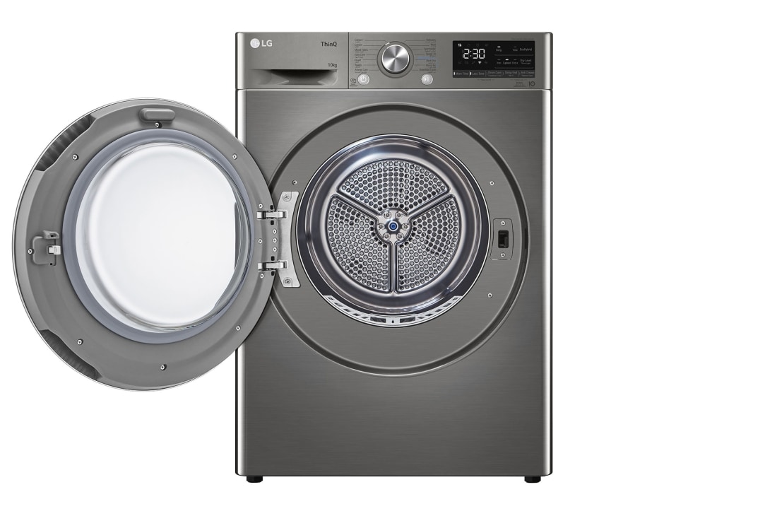 LG 2024 LG Dual Inverter Dryer, Sensor Dry, Allergy Care, Drum Care, ThinQ (Wi-Fi) Platinum Color, front door open view, RH10V9PV2W, thumbnail 2