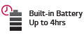 Built-in Battery Lasting Up to 4 Hours
