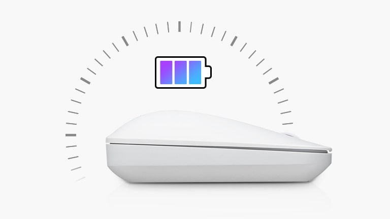 LG gram mouse keeps going up to 12 months battery life with 2 AAA-type batteries.