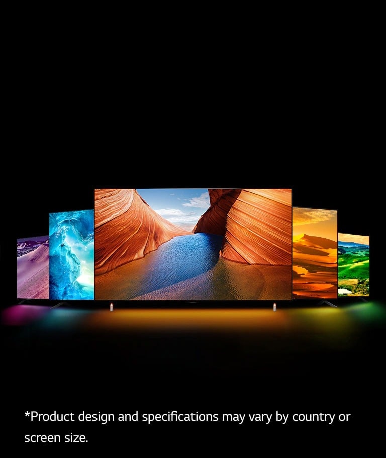 With QNED 99 in the center, the entire QNED lineup is shown on the left and right.