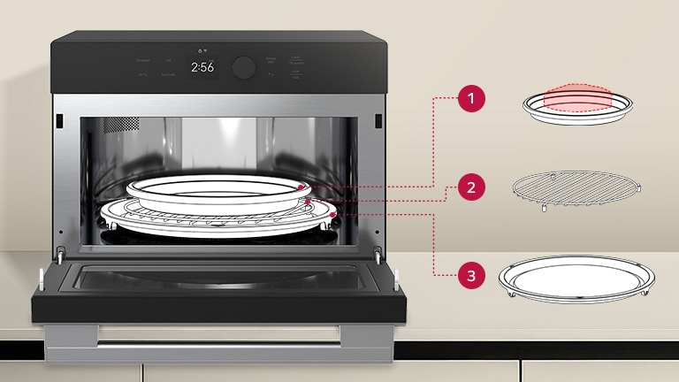 Image of a SolarDOM™ with a line drawing of a steam bowl with steam plate and steam cover on the low rack on the metal tray. 