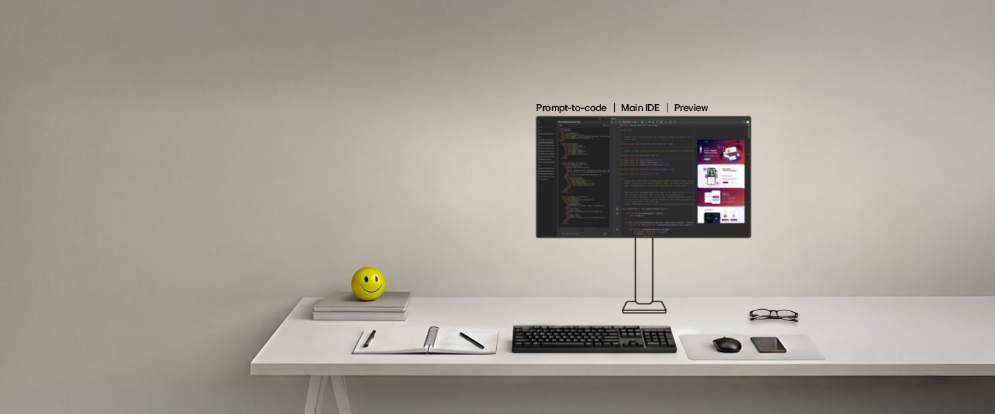 This video shows a multi monitor coding setup for programmers and developers, where the main monitor displays the code editor and IDE, while secondary monitors show terminal windows, documentation, and preview screens to support efficient software development workflow.