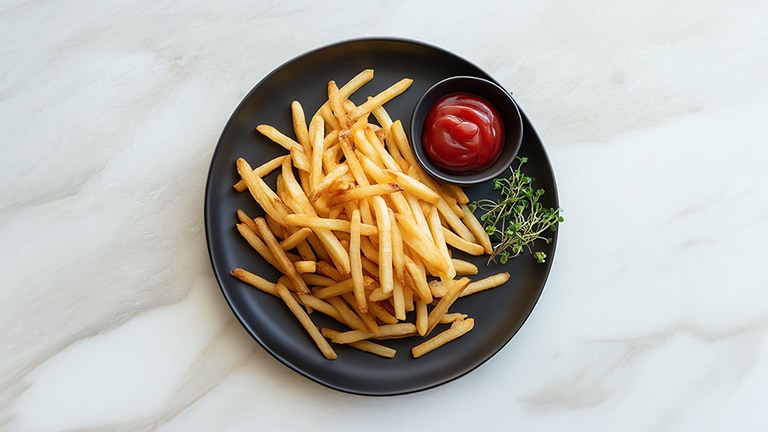 AI-generated image of a Frozen french fries dish.