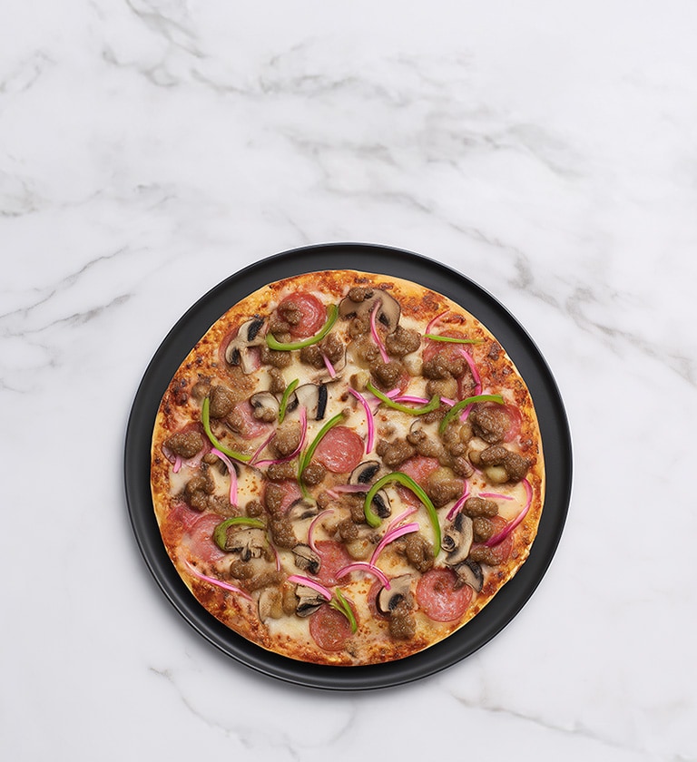 AI-generated image of a Frozen pizza (thin crust) dish.